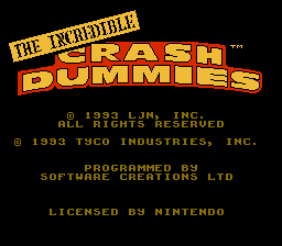 The Incredible Crash Dummies title screenshot